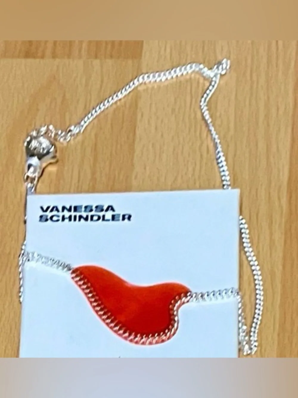 Vanessa Schindler Orange and silver Abstract Lucite Necklace and Earrings Set